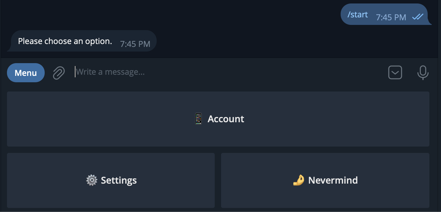 Reply Keyboard Example